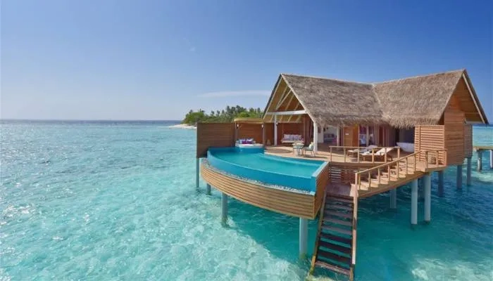 Beach house in the sea